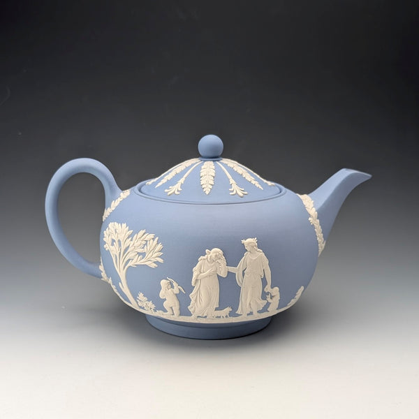 英國復古韋奇伍德茶壺 Jasperware 淡藍色